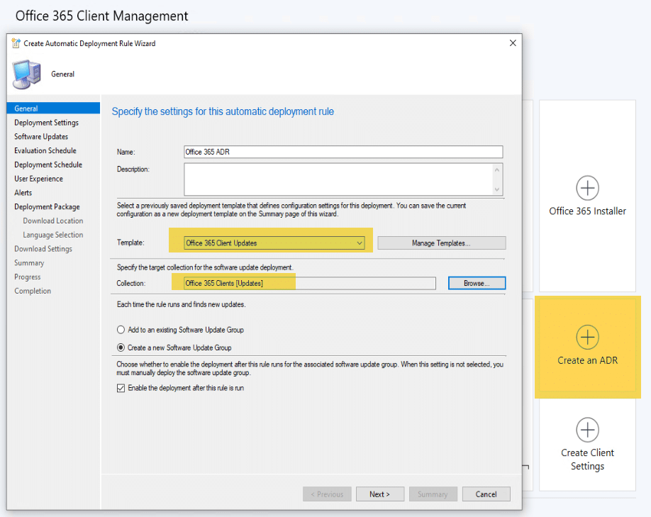 Office 365 Automatic Deployment Rule Wizard