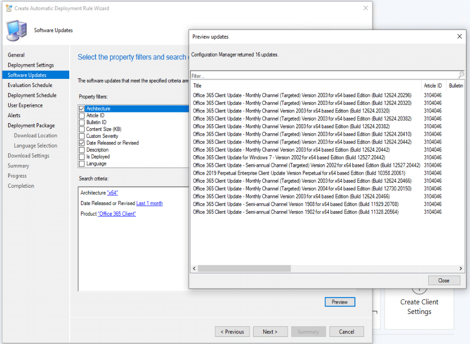 Create Automatic Deployment Rule Wizard Architecture