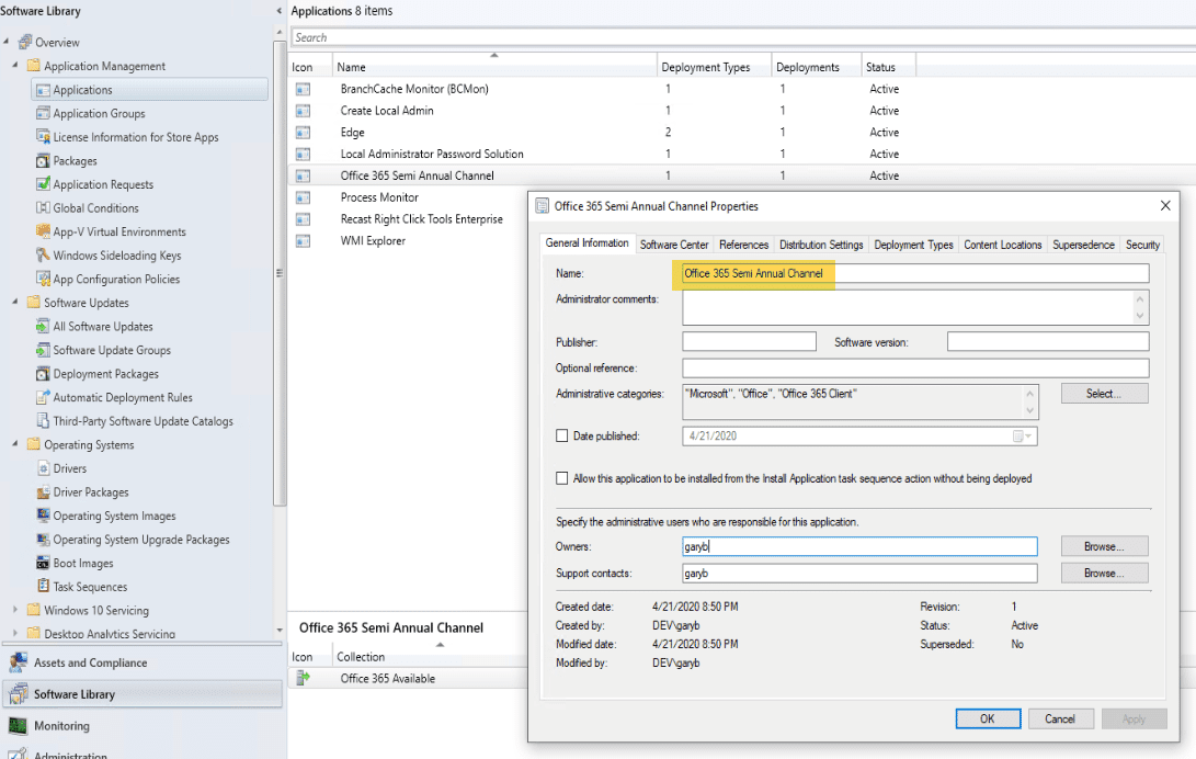 Office 365 Channel Properties