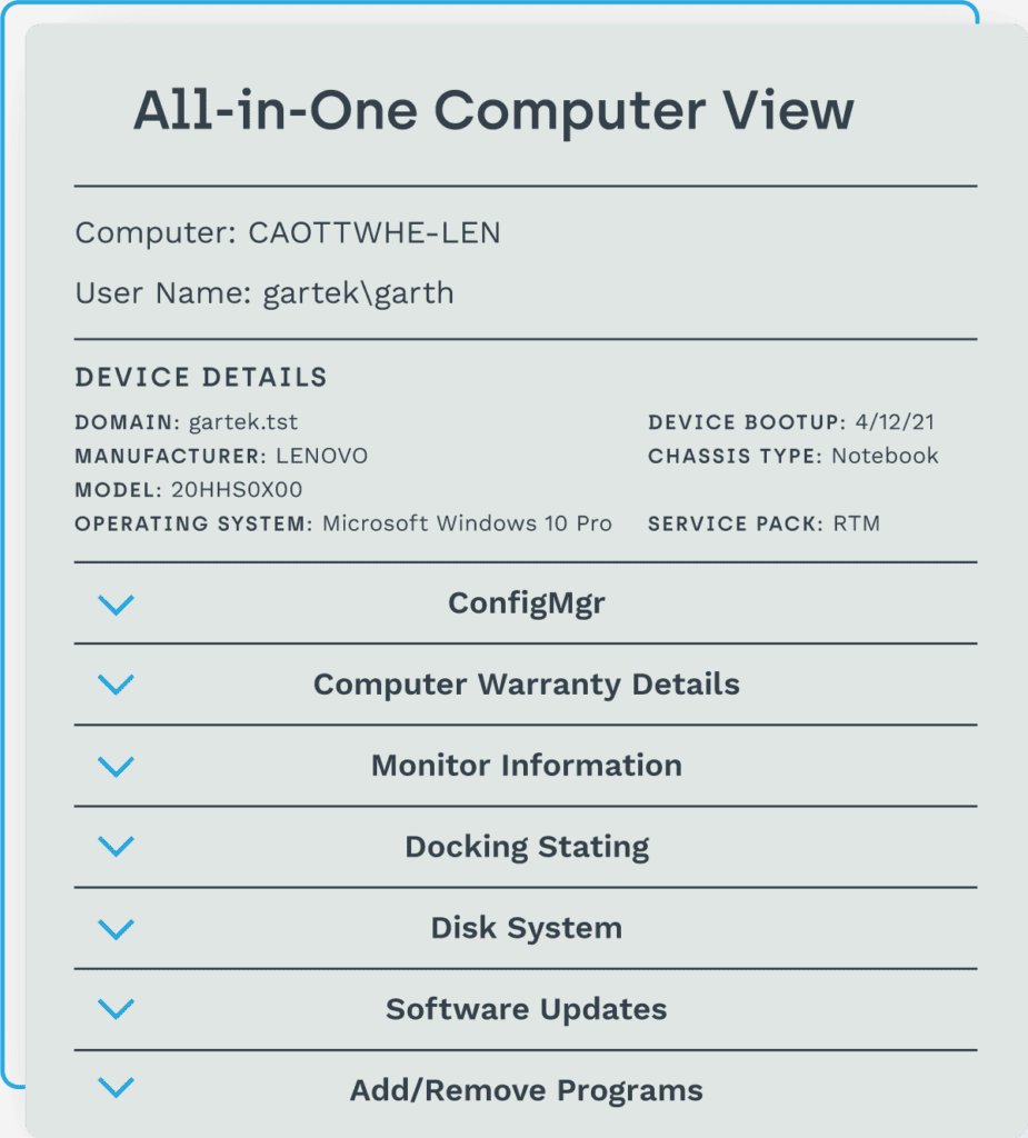 Screenshot of the All-in-One Computer View option found within Endpoint Insights.