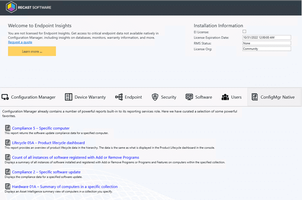 Right Click Tools 4.8 Community Edition - Endpoint Insights-Dashboard