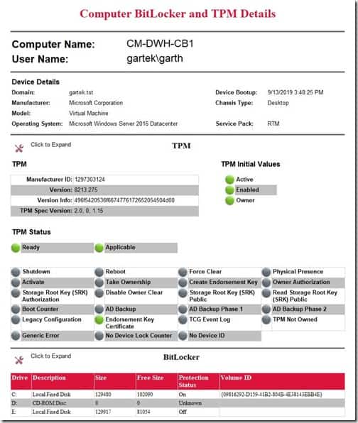 BitLocker and TPM Status Dashboard - Details Report