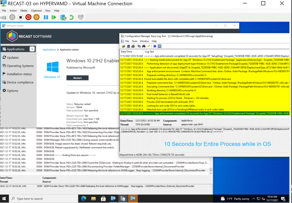 Testing Results - 20H2 Machine - Windows 10 21H2
