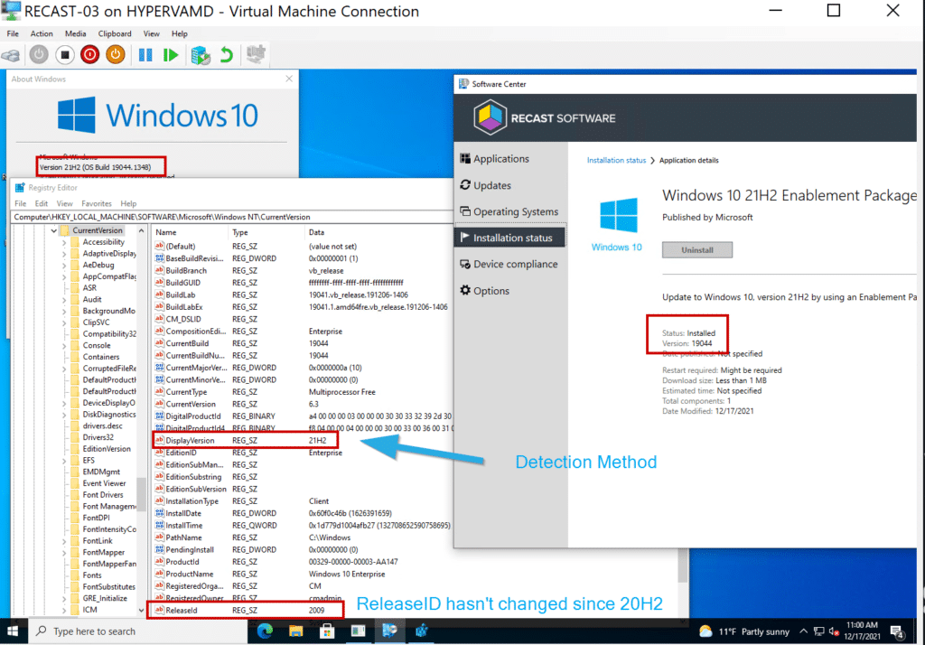 Windows 10 21H2 installiert