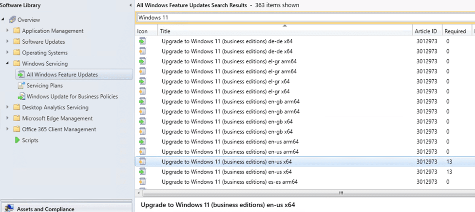 Toutes les mises à jour des fonctionnalités Windows - Mettre à jour les appareils vers Windows 11