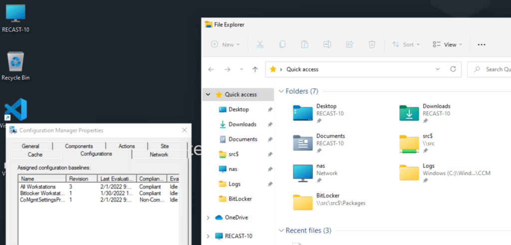 System and User Contexts - Quick Access Folders After Baseline is Run