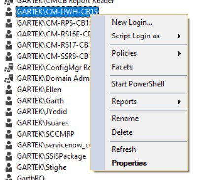 Agregar tablas al almacén de datos ConfigMgr: propiedades del servidor del almacén de datos