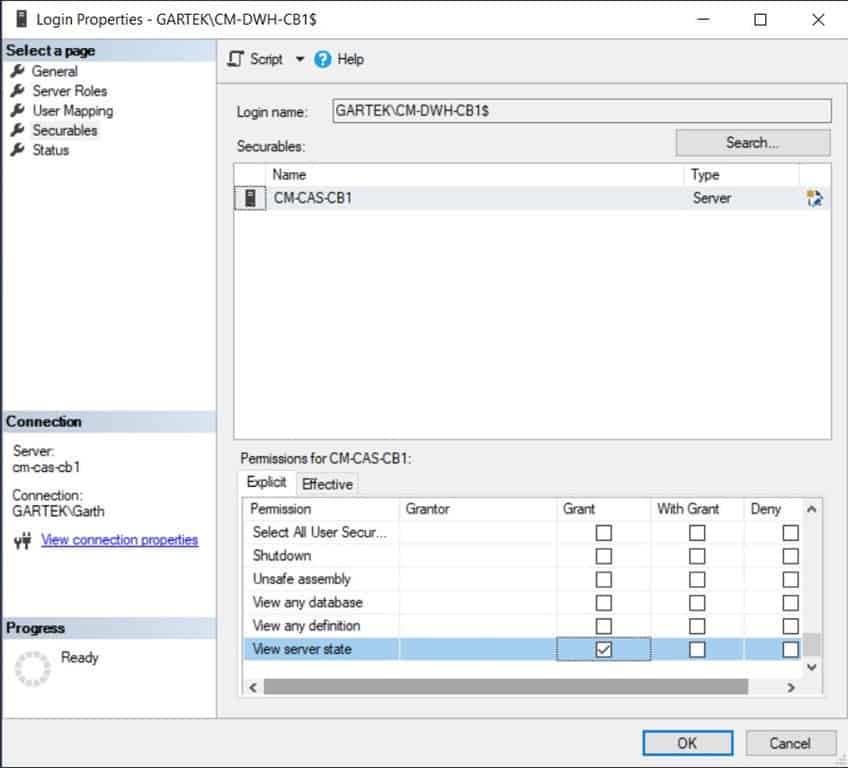 Add Tables to the ConfigMgr Data Warehouse - Permissions