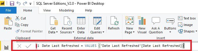 Add the Last Refreshed Date and Time - DAX Query