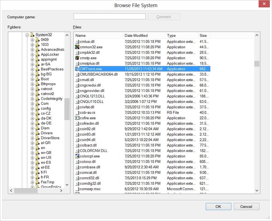 Modello di applicazione - File System CMTrace-Browse