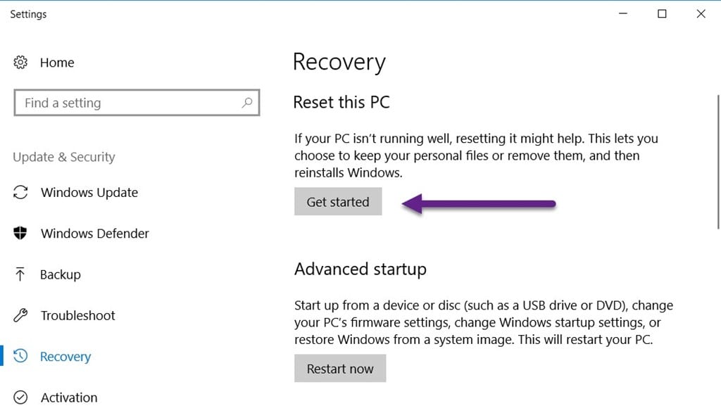 Enable Intune - Reset