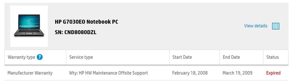 HP Warranty Status - Notebook HP Warranty Status - Notebook