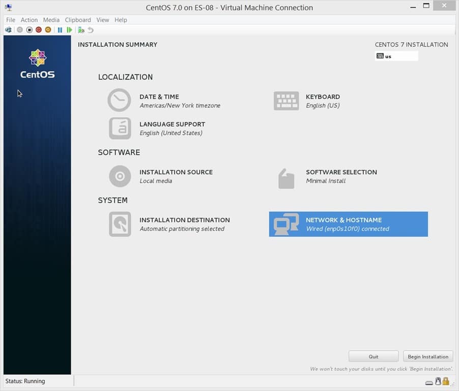 Cómo instalar una máquina virtual Linux CentOS 7: comience la instalación