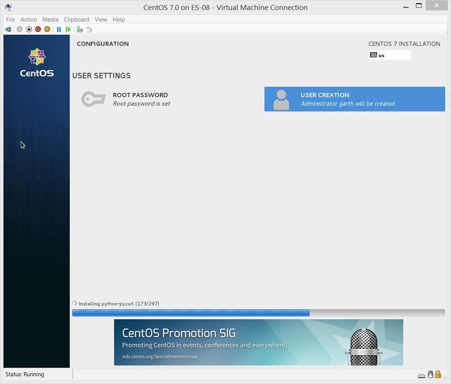 Como instalar uma máquina virtual CentOS 7 Linux - aguarde
