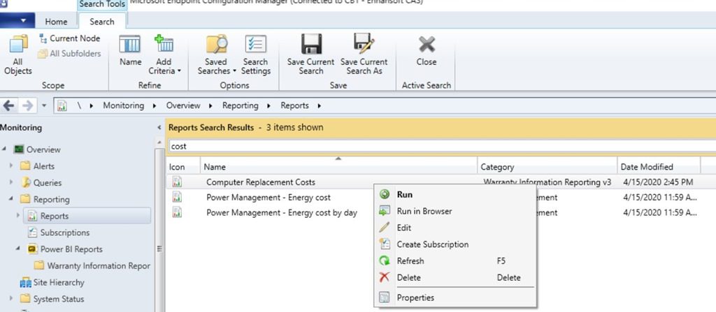 Power BI Report Server as a ConfigMgr Reporting Services Point - Console Test-SSRS-Run in Browser