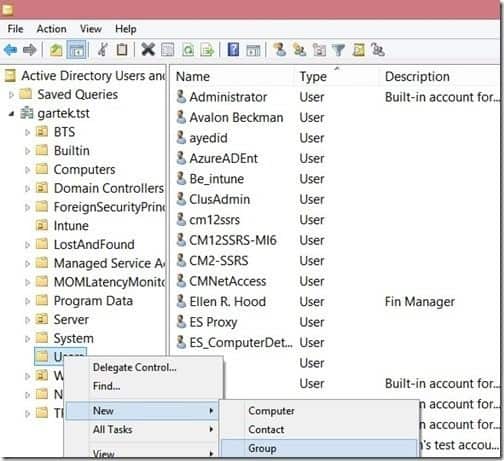 SCCM Report Reader AD Security Group - ADUC
