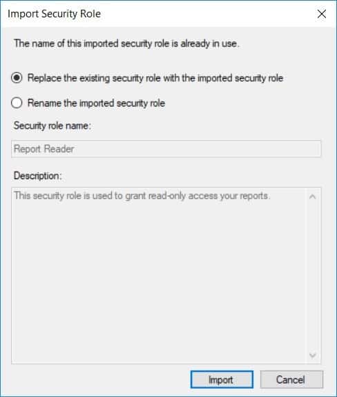 SCCM Report Reader AD Security Group - Botón Importar