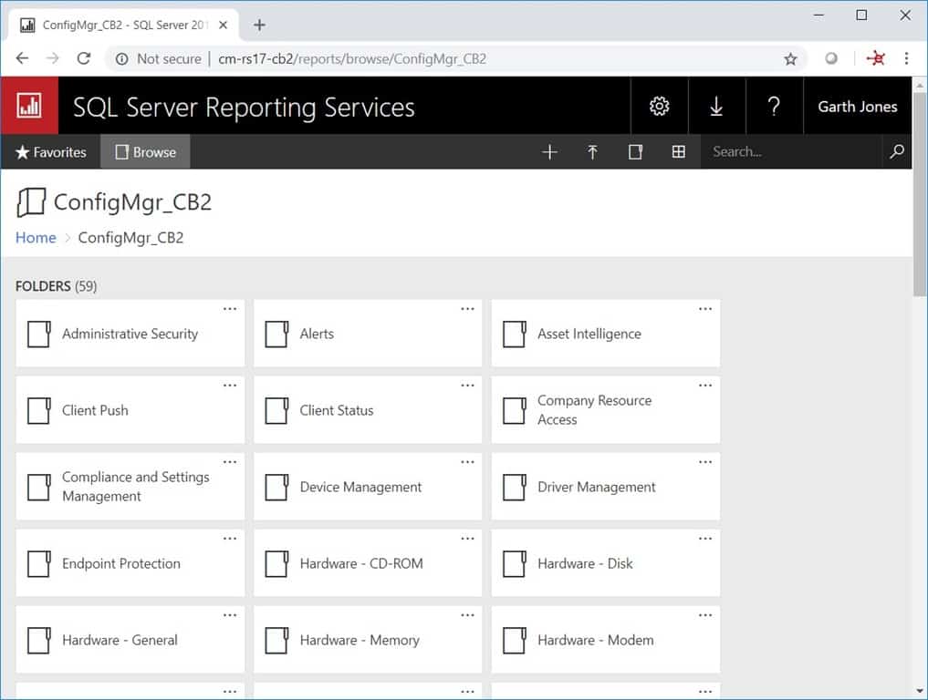 SCCM Reporting Services Point - SQL Server Reporting Services - Cartelle