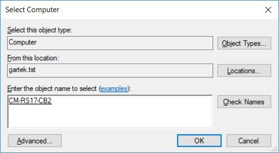 SCCM Reporting Services Point - Select Computer