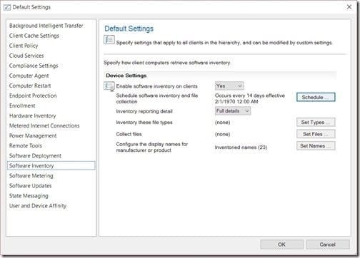 SCCM Software Inventory - Set Types SCCM Software Inventory - Set Types