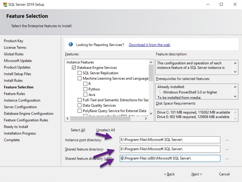 SQL Server 2019 - Feature Selection
