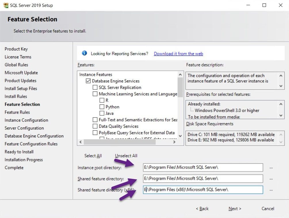 SQL Server 2019 - Feature Selection