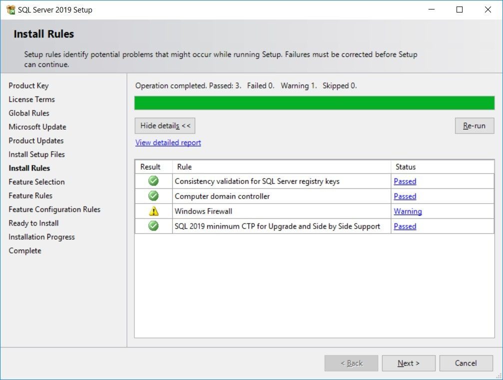 SQL Server 2019 - Install Rules