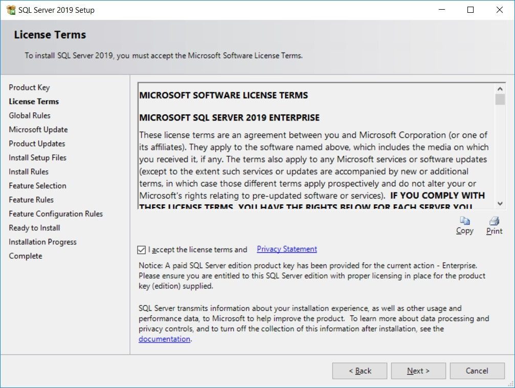 SQL Server 2019 - License Terms