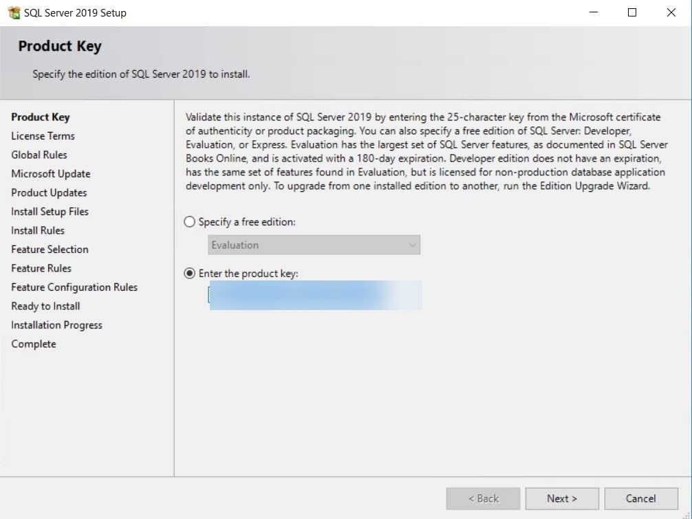 SQL Server 2019 - Product Key