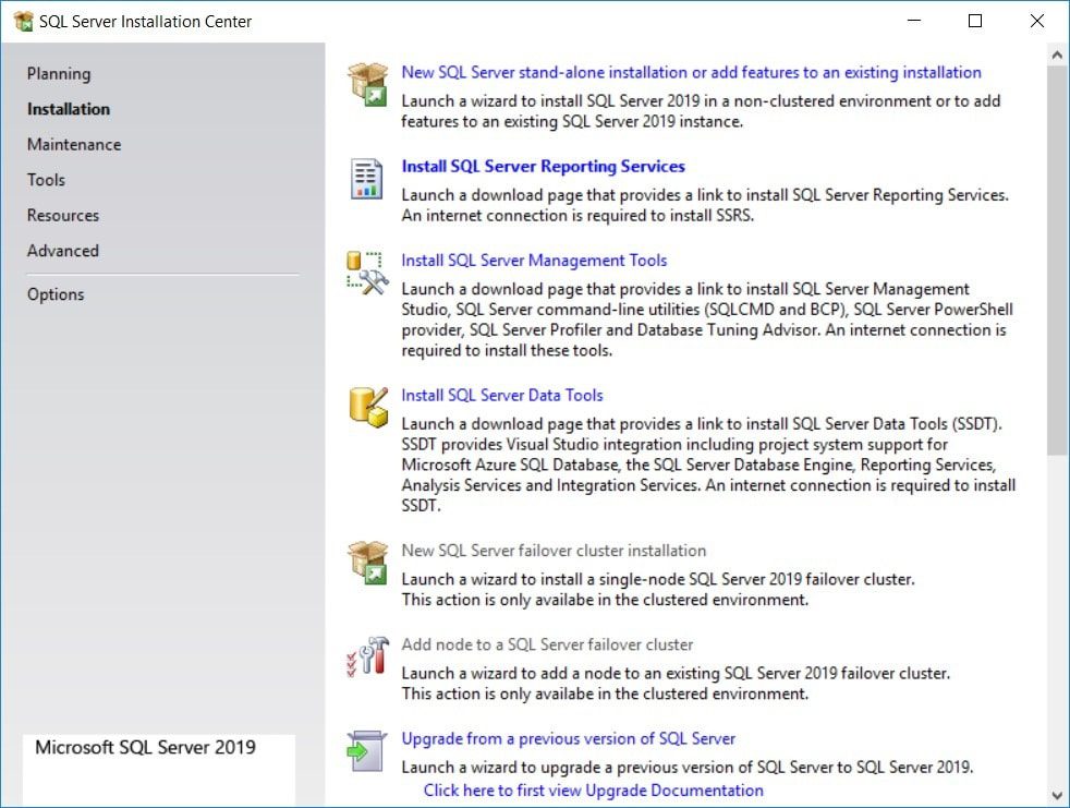 SQL Server 2019 - SQL Server Installation Center - Close Window