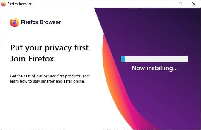 Software instalado por el usuario: instalador de Firefox