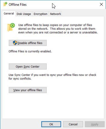 Windows 10 Offline-Dateien - Zwischengespeicherte Kopien löschen - Offline-Dateien anzeigen