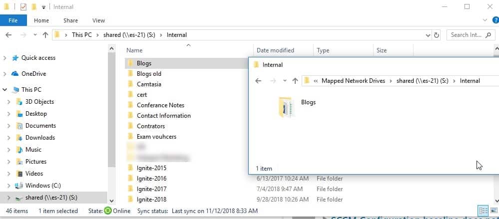Windows 10 Fichiers hors ligne - Afficher les fichiers hors ligne - Dossier Blogs