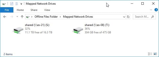 Windows 10 Offline -tiedostot - Näytä offline -tiedostot - Kartoitetut verkkoasemat