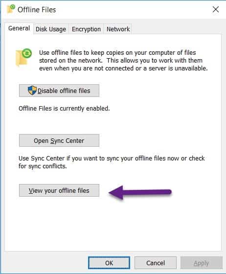 Windows 10 Offline Files - View Offline Files