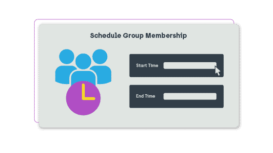 Pop-up image from Privilege Manager to schedule group membership.