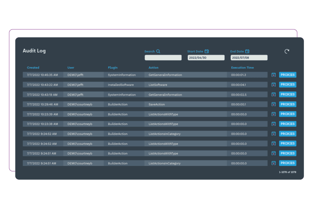 Screenshot from Recast Management Server of the Audit Log that allows you to remove unnecessary access.