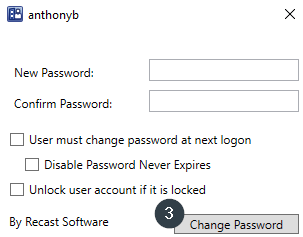 Reset a user's password screenshot