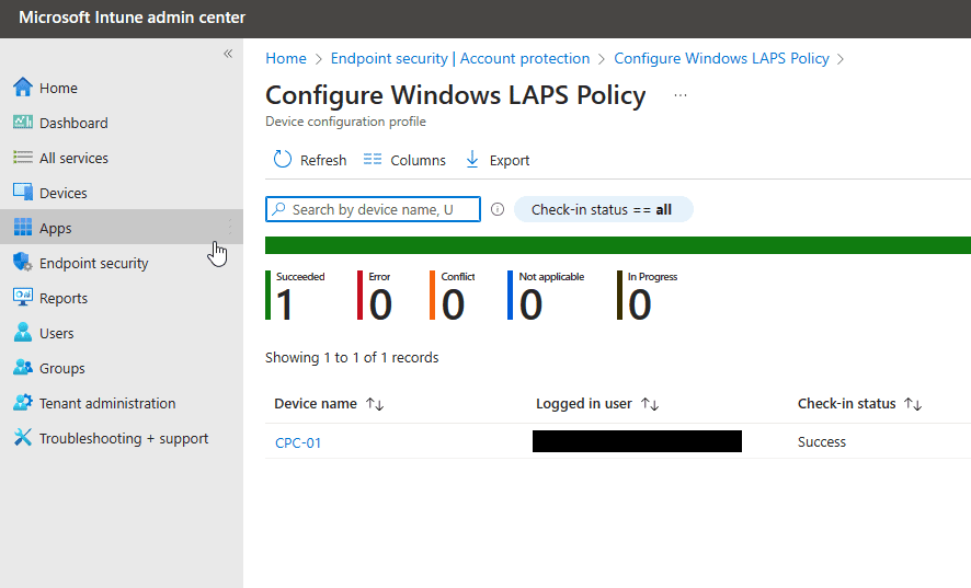 Windows LAPS report