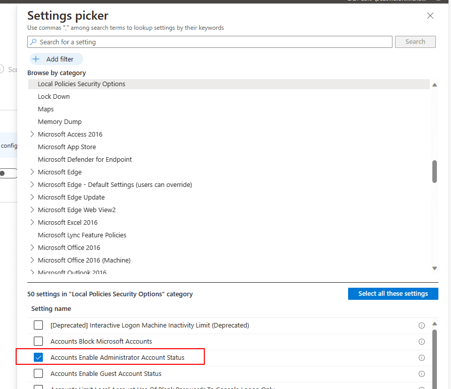 settings picker CSP