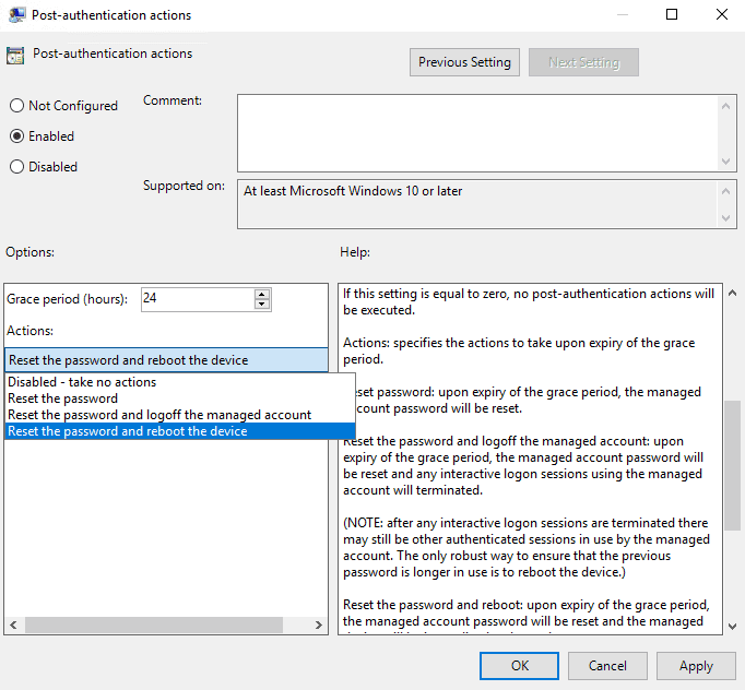 How to Configure Windows LAPS in Active Directory - Post-authentication Actions