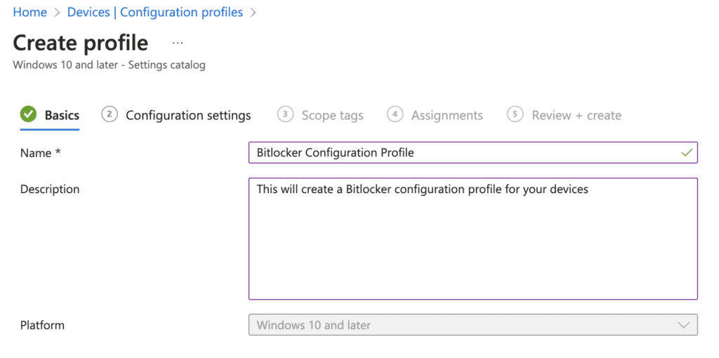 configure profile