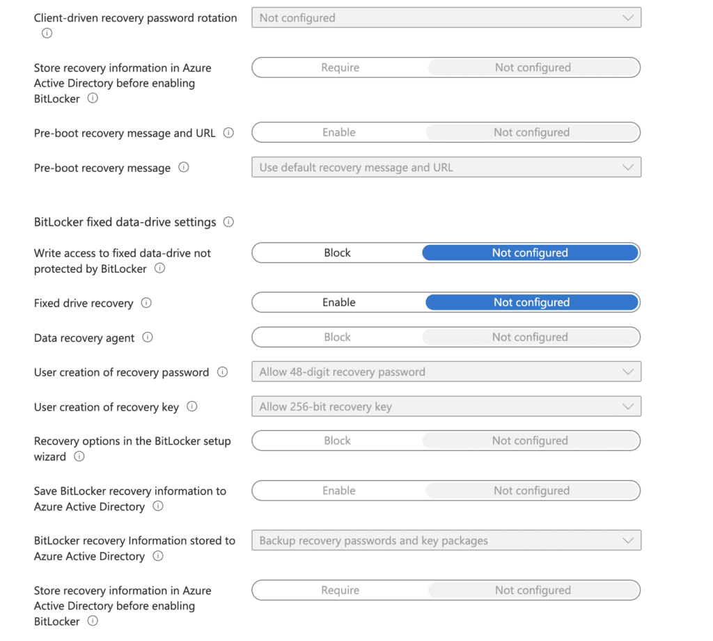 BitLocker Fixed Data-Drive Settings