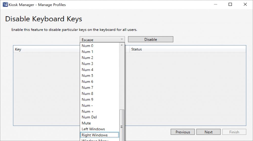 Here you can disable keys on the keyboard.