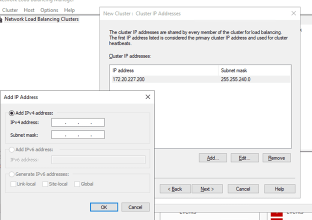 Network Load Balancing - add IP address