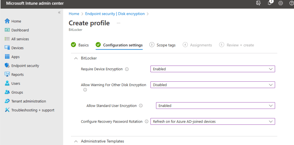 How to configure BitLocker on Windows devices with Intune: Disk Encryption Profiles Edition - BitLocker configuration