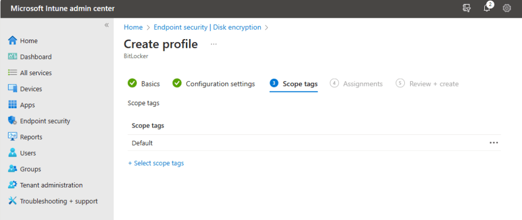 configure scope tags