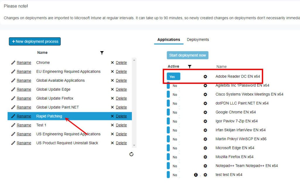 Rapid Application Patching - add Adobe Reader