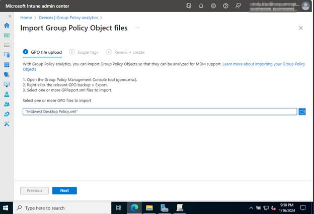 Import Group Policy Object files