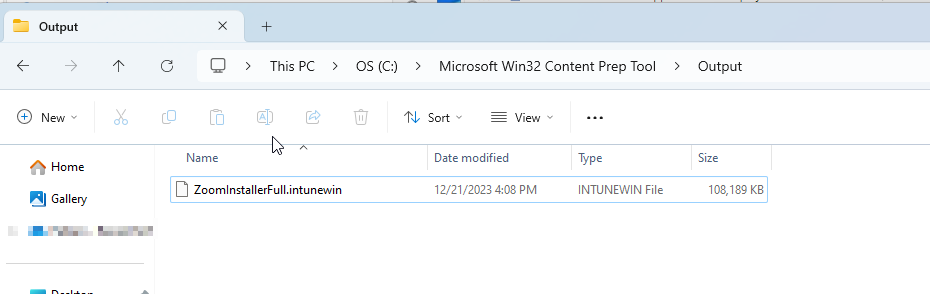 Win32 intunewin file created